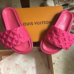 Louis Vuitton pink pillow slides